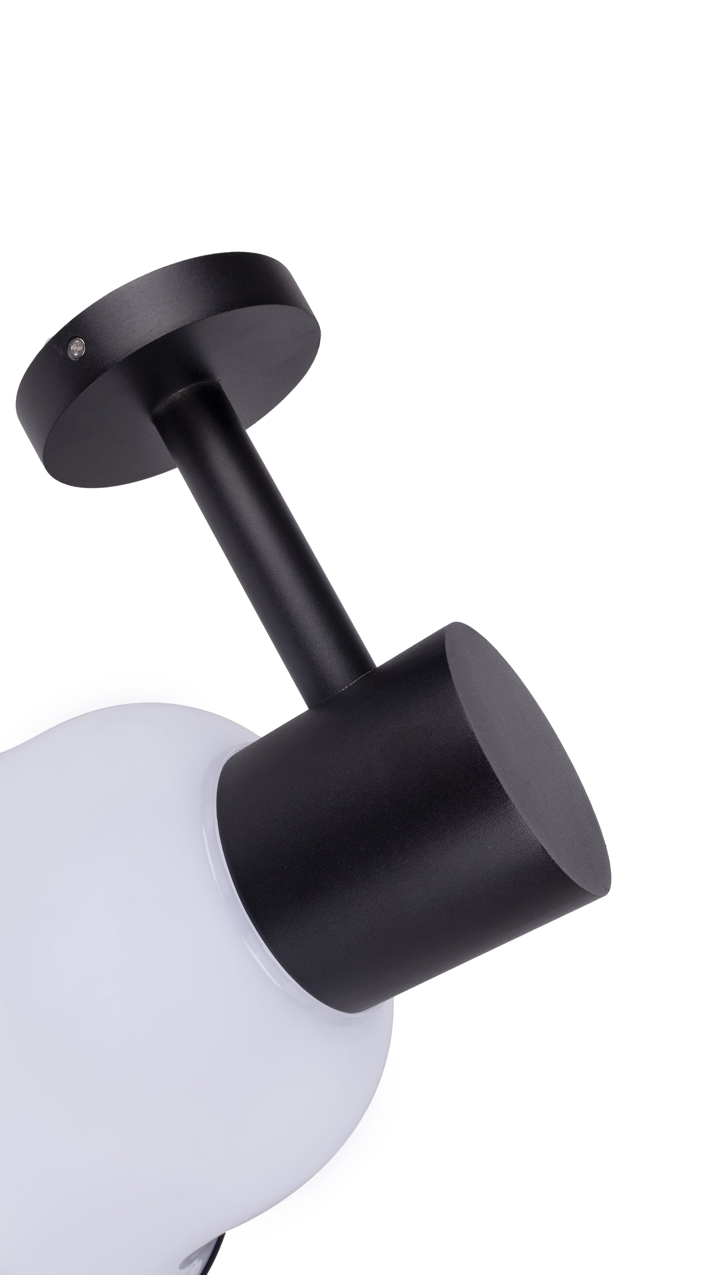 Close-up of Glass Cup Series Solar Wall Light GT-BD1005 black aluminum wall bracket and mounting base