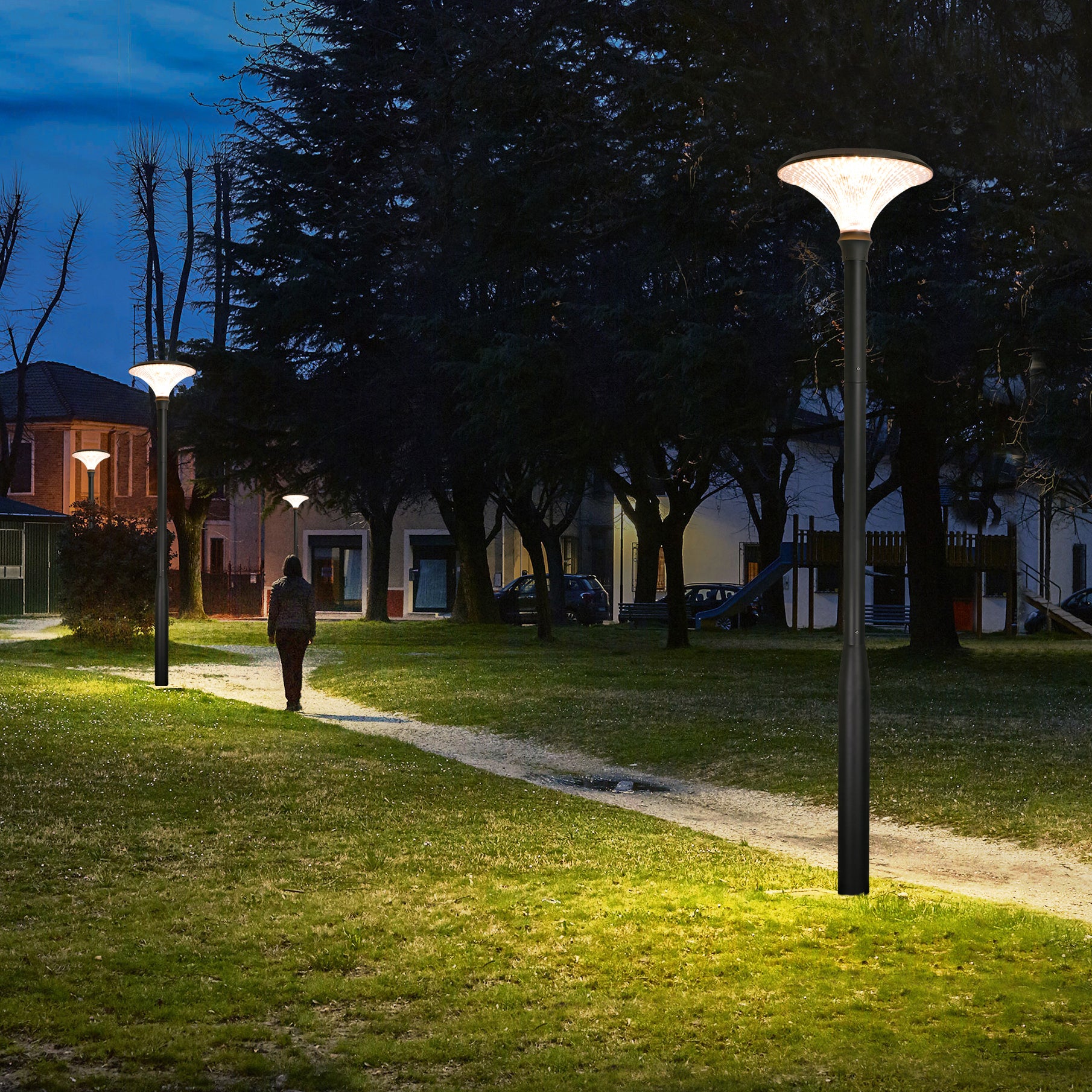Diamond Series Solar Garden Light TYD6605 lighting a residential park pathway