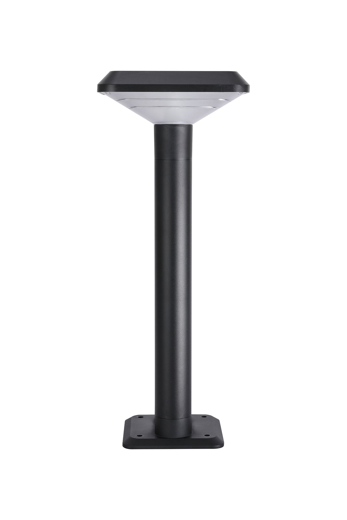 Front product view of Ark Series Solar Lawn Light CPD1201 with square top and black aluminum body