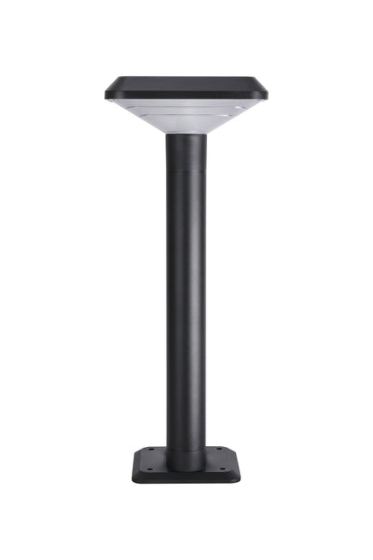 Front product view of Ark Series Solar Lawn Light CPD1201 with square top and black aluminum body