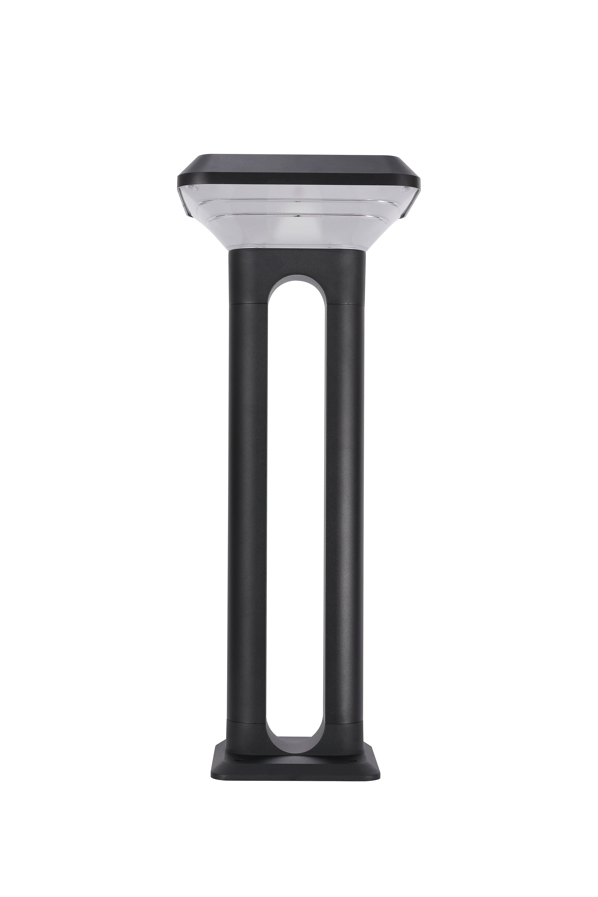 Full product view of Ark Series Solar Lawn Light CPD1201 with square lamp head and base plate