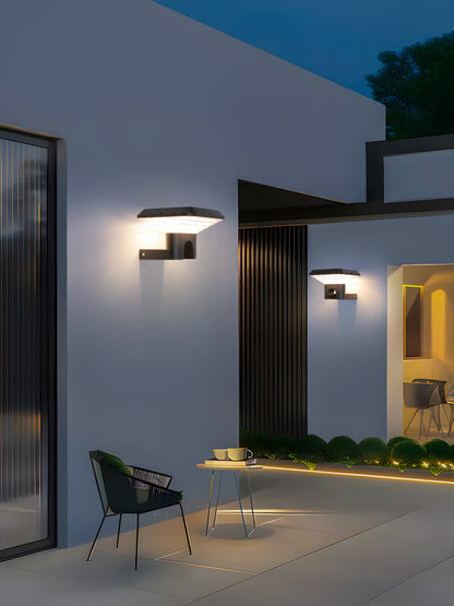 Ark Series Solar Wall Light GT-BD1201 installed on a modern patio wall for exterior lighting