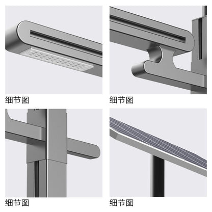 Cloud Series solar street light detail views showing LED module, arm connection, pole structure, and solar panel bracket