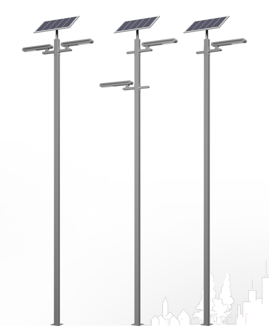 Cloud Series solar street light model options showing single-arm, double-arm, and multi-arm configurations