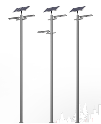 Cloud Series solar street light model options showing single-arm, double-arm, and multi-arm configurations