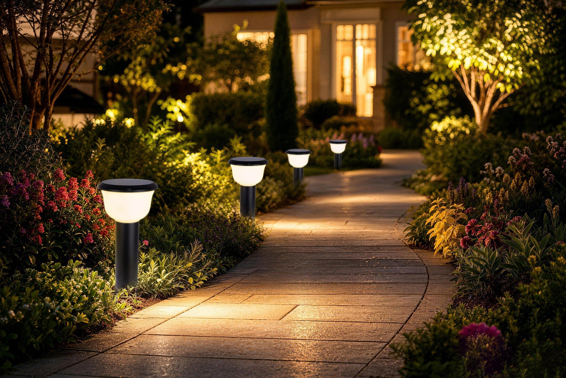 Glass Cup Series Solar Lawn Light for residential walkway lighting