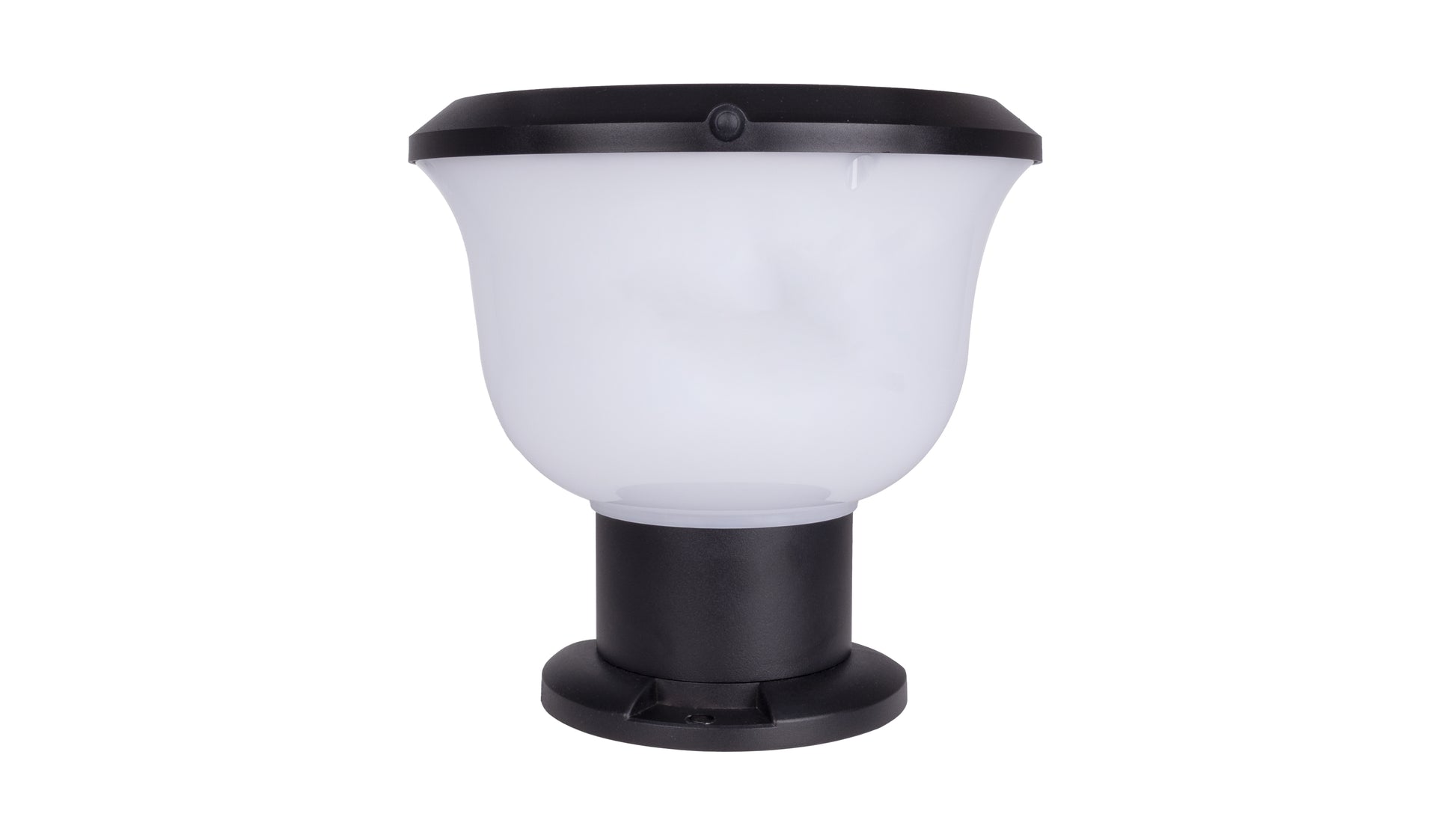 Front view of Glass Cup Series Solar Pillar Light ZTD1005 with rounded cup-shaped lampshade