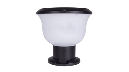 Front view of Glass Cup Series Solar Pillar Light ZTD1005 with rounded cup-shaped lampshade