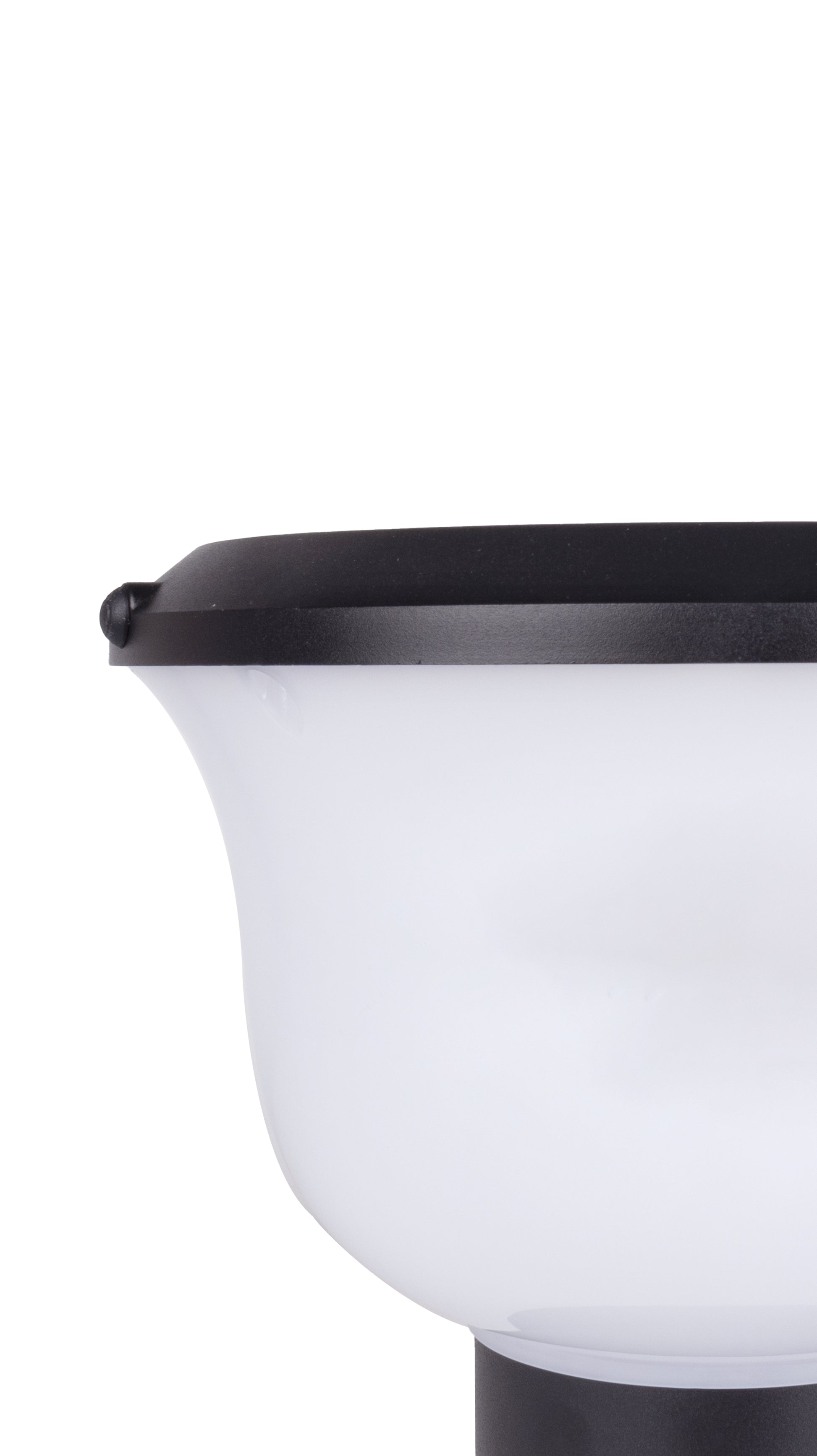 Close-up of the PC lampshade and black rim on Glass Cup Series Solar Pillar Light ZTD1005