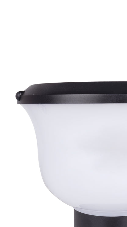 Close-up of the PC lampshade and black rim on Glass Cup Series Solar Pillar Light ZTD1005