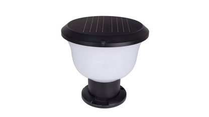 Side product view of Glass Cup Series Solar Pillar Light ZTD1005 with white PC lampshade