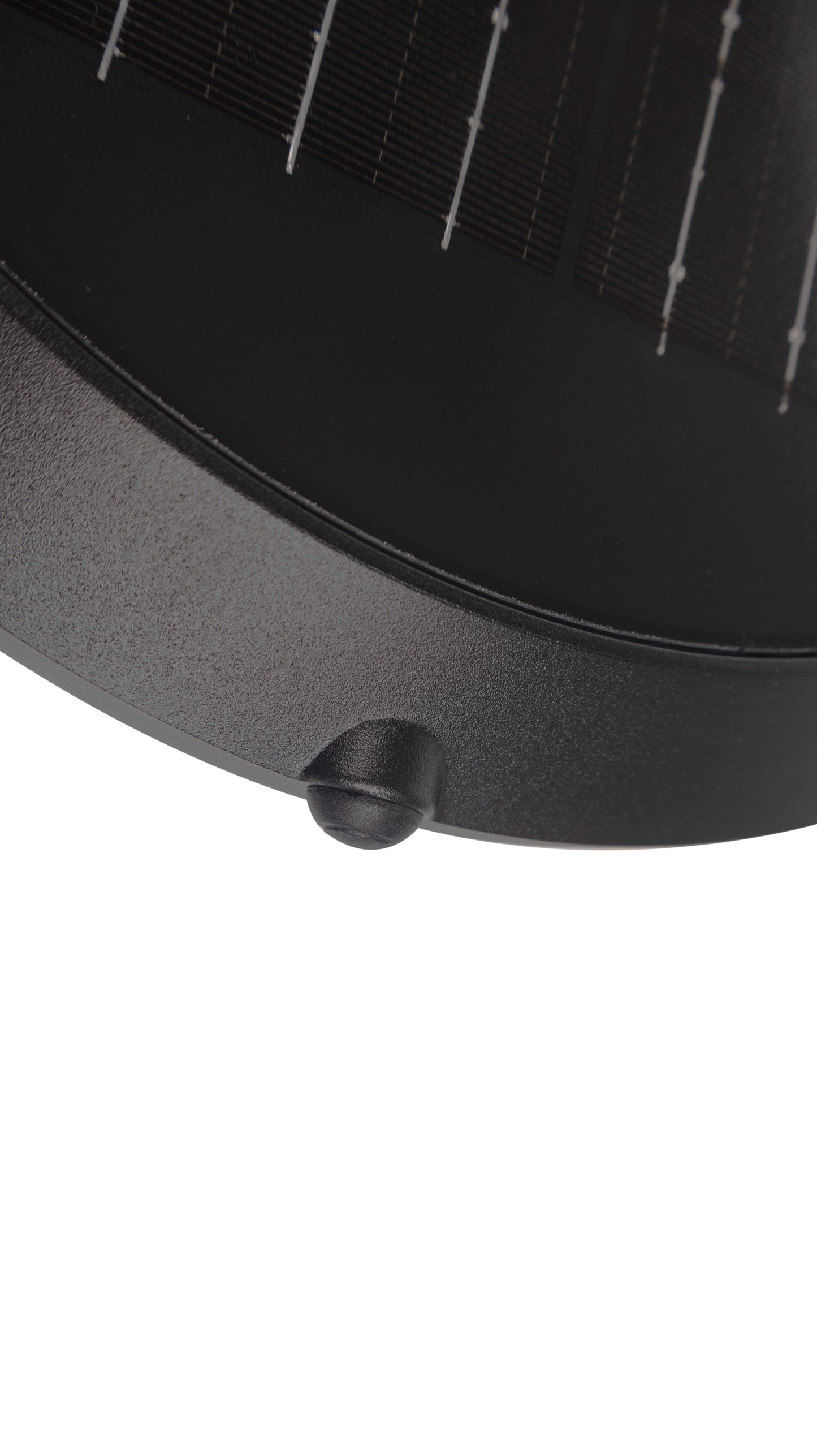  Close-up of the round solar panel and sensor detail on Glass Cup Series Solar Pillar Light ZTD1005