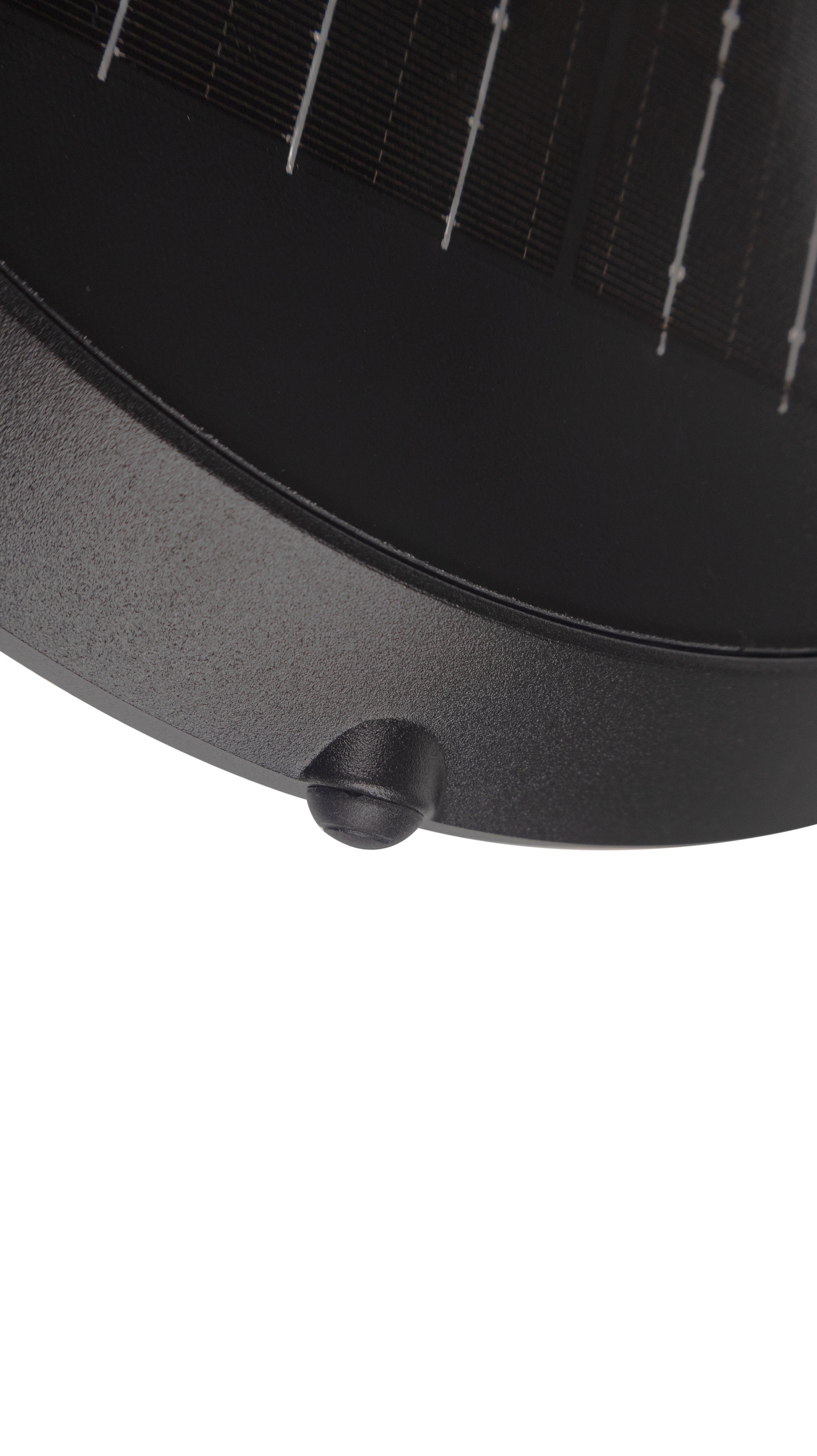  Close-up of the round solar panel and sensor detail on Glass Cup Series Solar Pillar Light ZTD1005