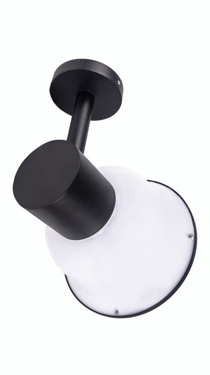 Bottom angle view of Glass Cup Series Solar Wall Light GT-BD1005 showing wall mount and PC lampshade structure