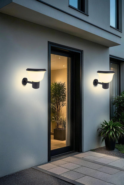 Glass Cup Series Solar Wall Light GT-BD1005 used on residential exterior walls near garden entrance