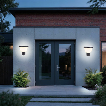Glass Cup Series Solar Wall Light GT-BD1005 installed on villa entrance walls for warm outdoor lighting