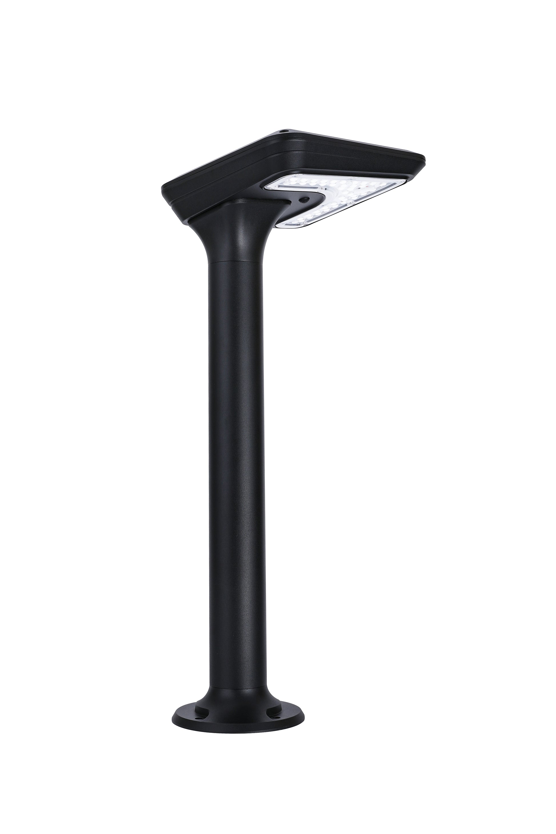 Full side view of Light Cube Series Solar Lawn Light CPD4003 with black aluminum pole