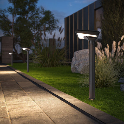 Light Cube Series solar lawn lights used in a modern outdoor landscape design