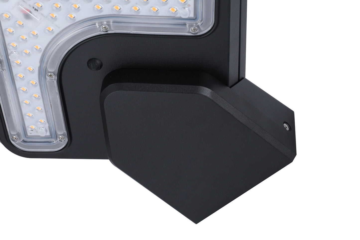Structure detail of Light Cube Series Solar Lawn Light CPD4003 showing lamp head and pole connection