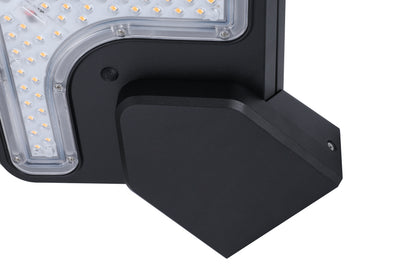 Structure detail of Light Cube Series Solar Lawn Light CPD4003 showing lamp head and pole connection
