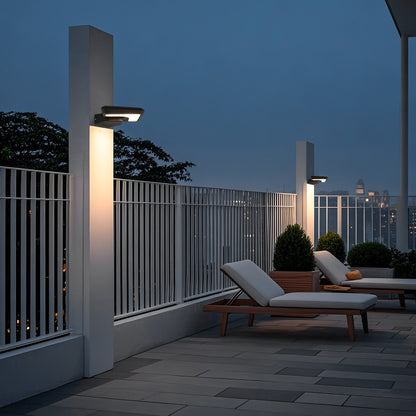  Light Cube Series solar wall lights BD4003 applied on rooftop terrace columns for ambient outdoor lighting