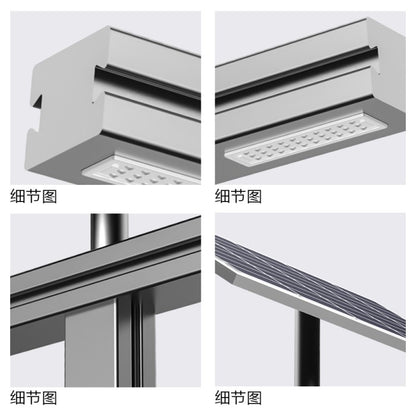 Light Wing Series solar street light detail view showing aluminum lamp body, LED module and solar panel structure
