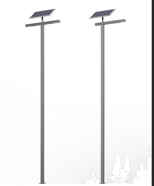 Light Wing Series solar street light pole design with slim lamp head and top solar panel