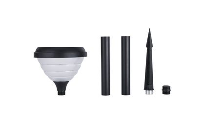 Little Conch Series Solar Lawn Light CPD1618 with lamp head, pole sections, ground spike, and connector