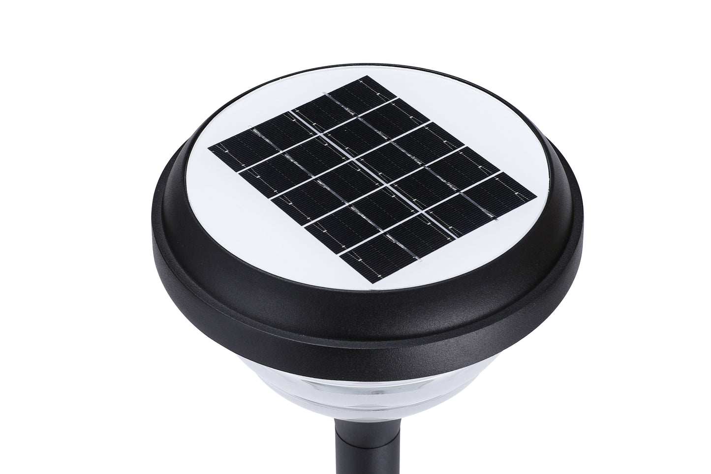 Close-up of the round integrated solar panel on Little Conch Series Solar Lawn Light CPD1618