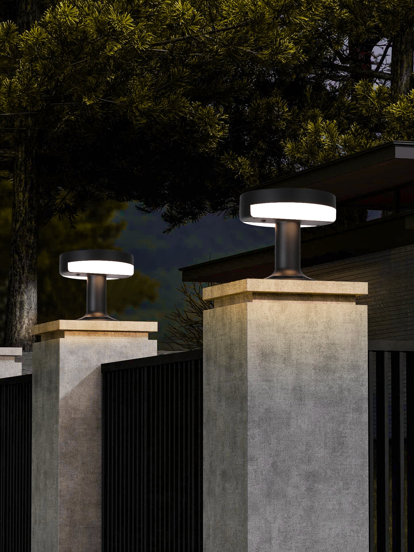 Moon Shadow Series solar pillar light ZTD1107 for courtyard fence posts and landscape lighting