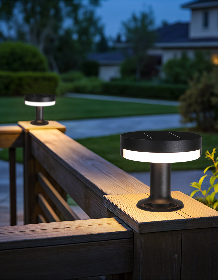 Moon Shadow Series solar post cap light ZTD1107 mounted on wooden deck railing