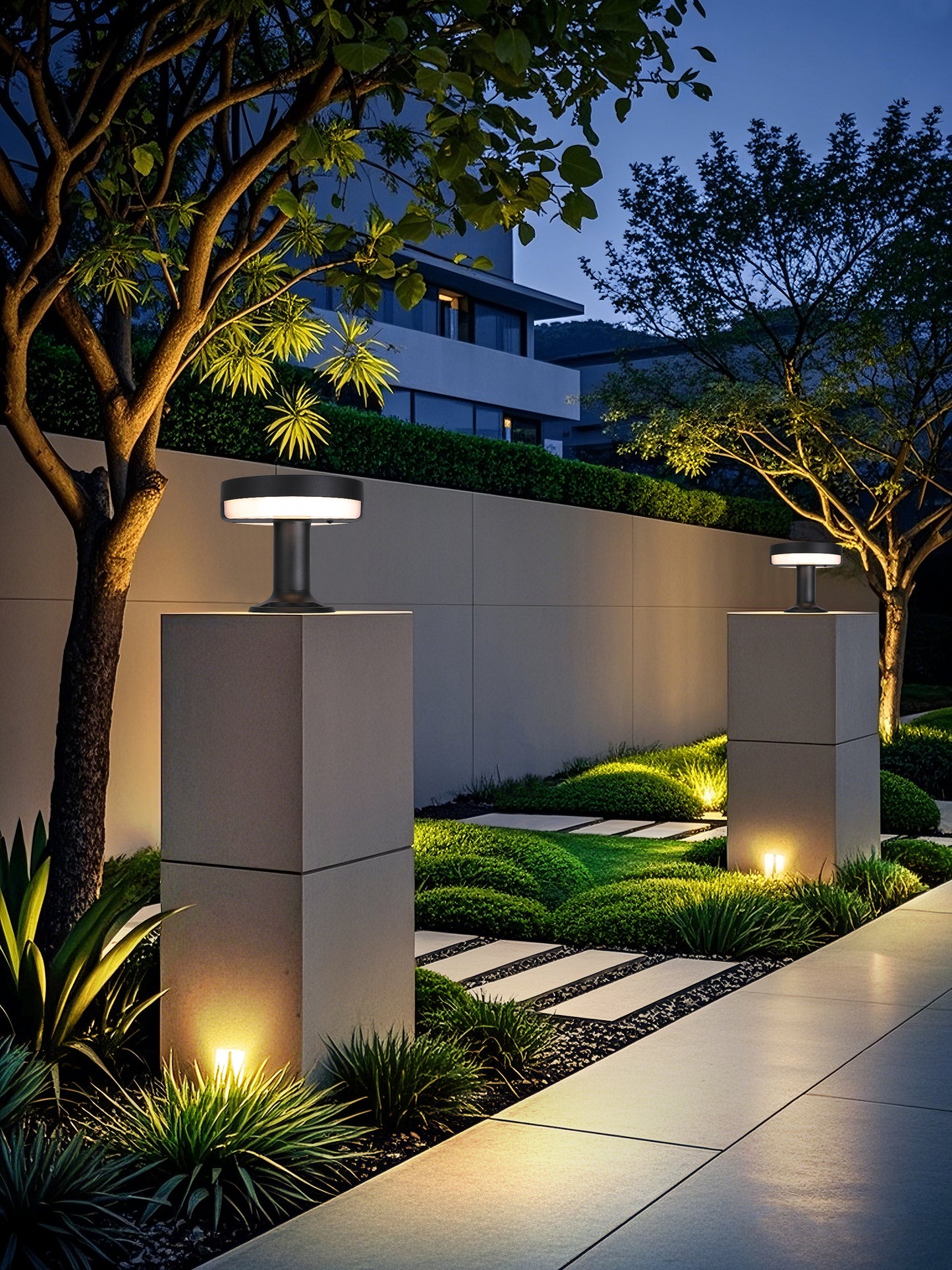 Moon Shadow Series solar pillar light ZTD1107 for modern garden column lighting
