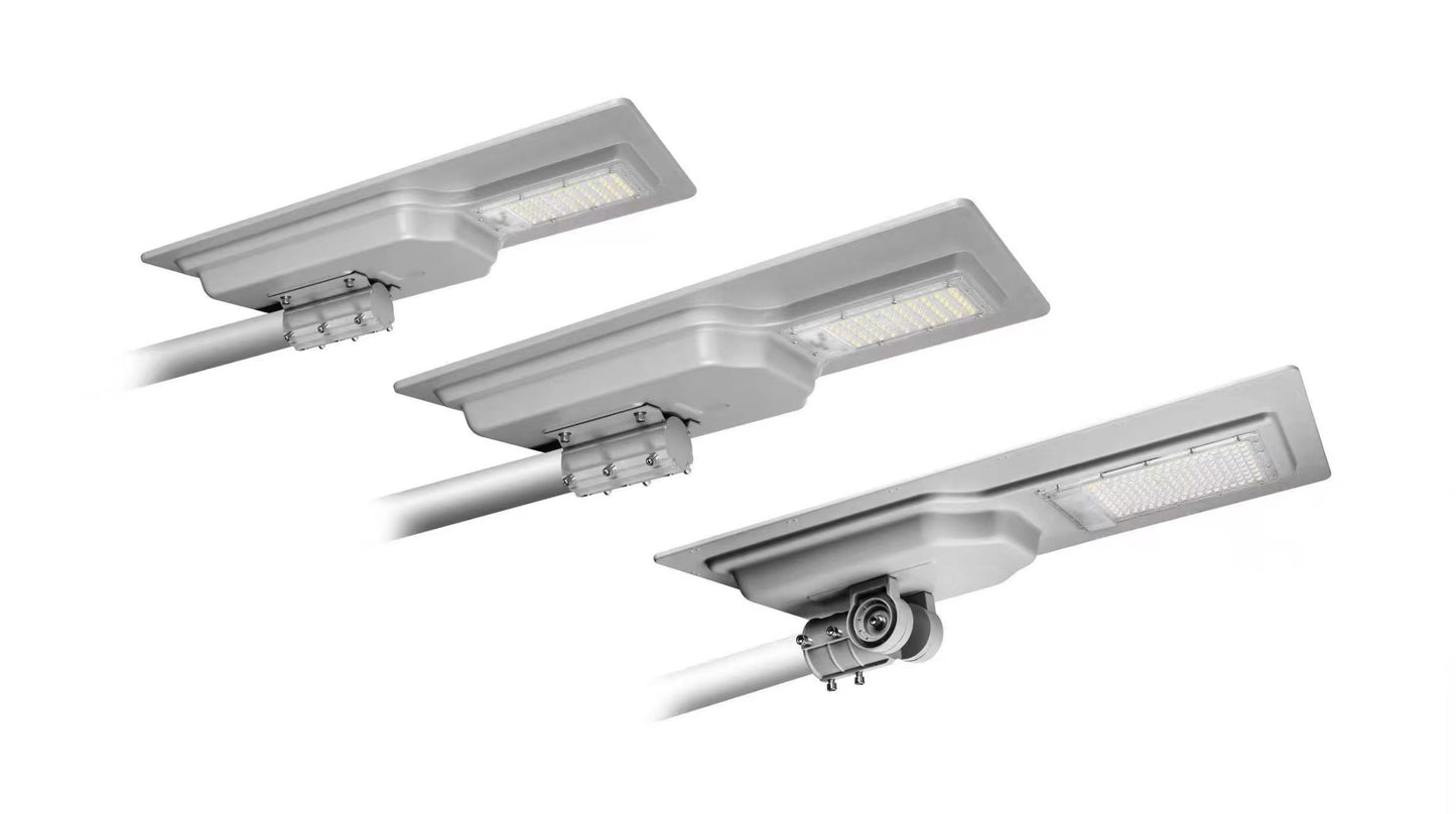 Neng Yue Series all-in-one solar street light with different pole mounting bracket options