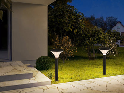  Round Diamond Series Solar Lawn Light CPD3002 lighting a residential courtyard lawn