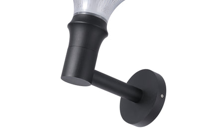 Close-up of Round Diamond Series Solar Wall Light BD3002 showing the black wall bracket and mounting base