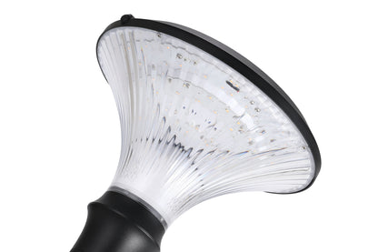 Close-up of Round Diamond Series Solar Wall Light BD3002 showing LED chips and transparent ribbed diffuser