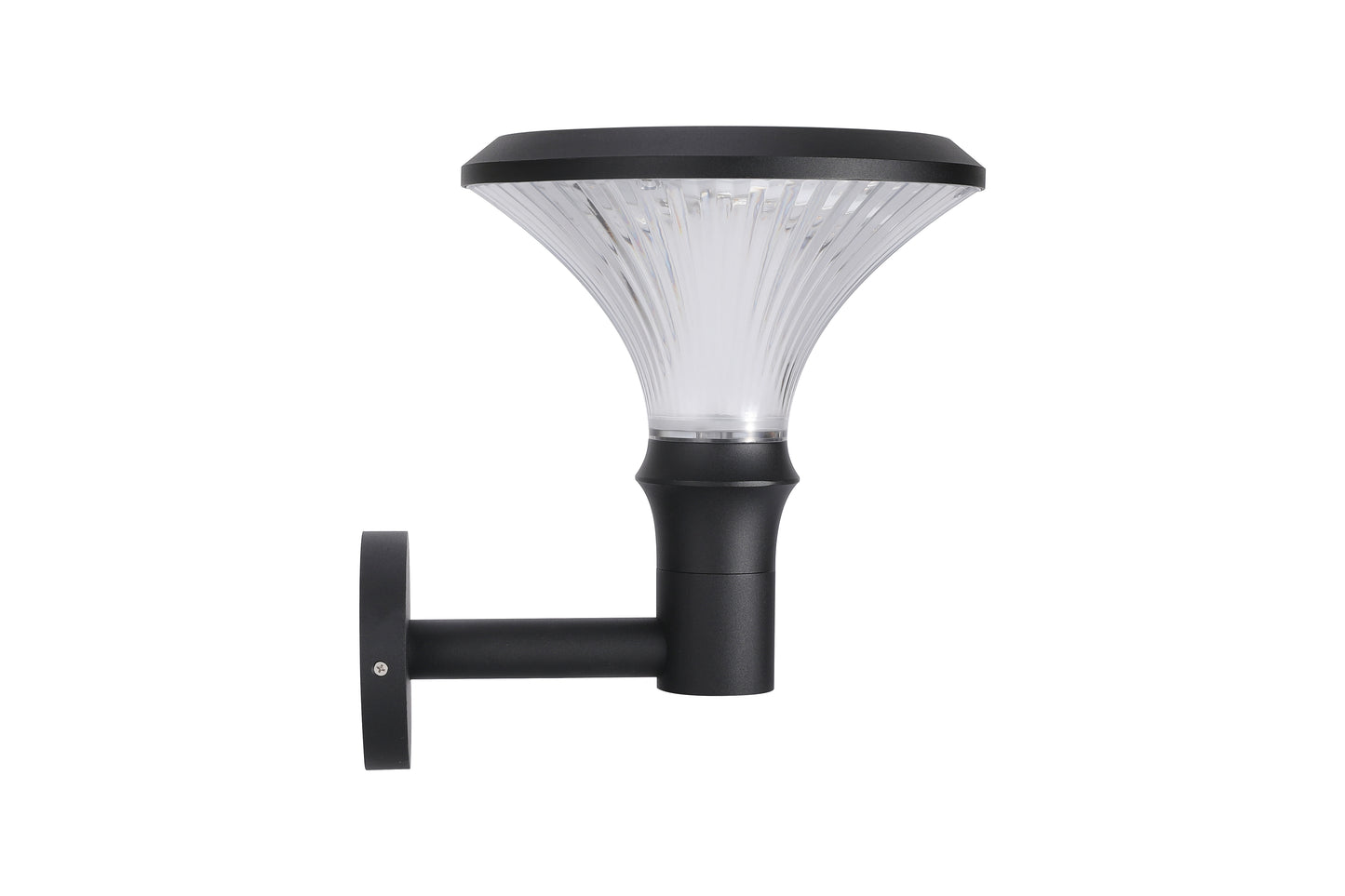 Side profile of Round Diamond Series Solar Wall Light BD3002 showing wall bracket and curved lampshade