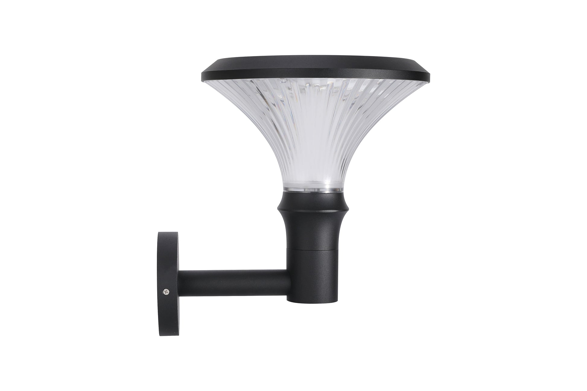 Side profile of Round Diamond Series Solar Wall Light BD3002 showing wall bracket and curved lampshade
