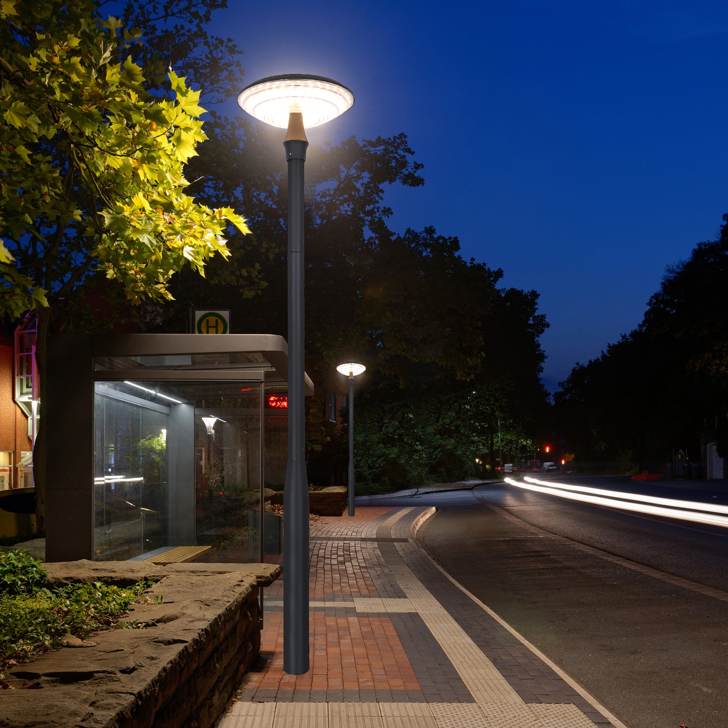 round moon series solar garden light bus stop