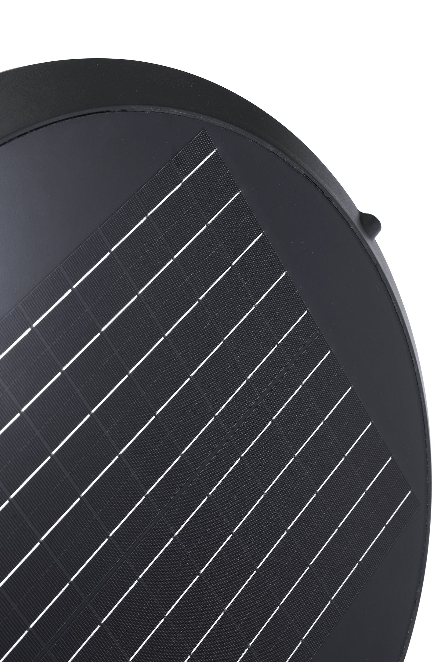 round moon series solar garden light solar panel close up