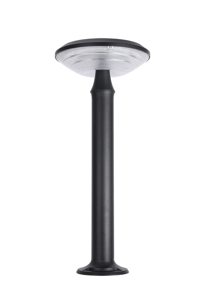 Front view of Round Moon Series Solar Lawn Light CPD3202 with black pole and round lamp head