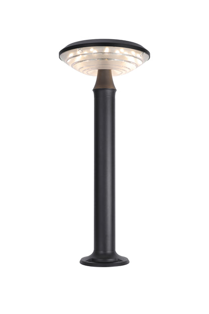 Lit product view of Round Moon Series Solar Lawn Light CPD3202 with warm LED light