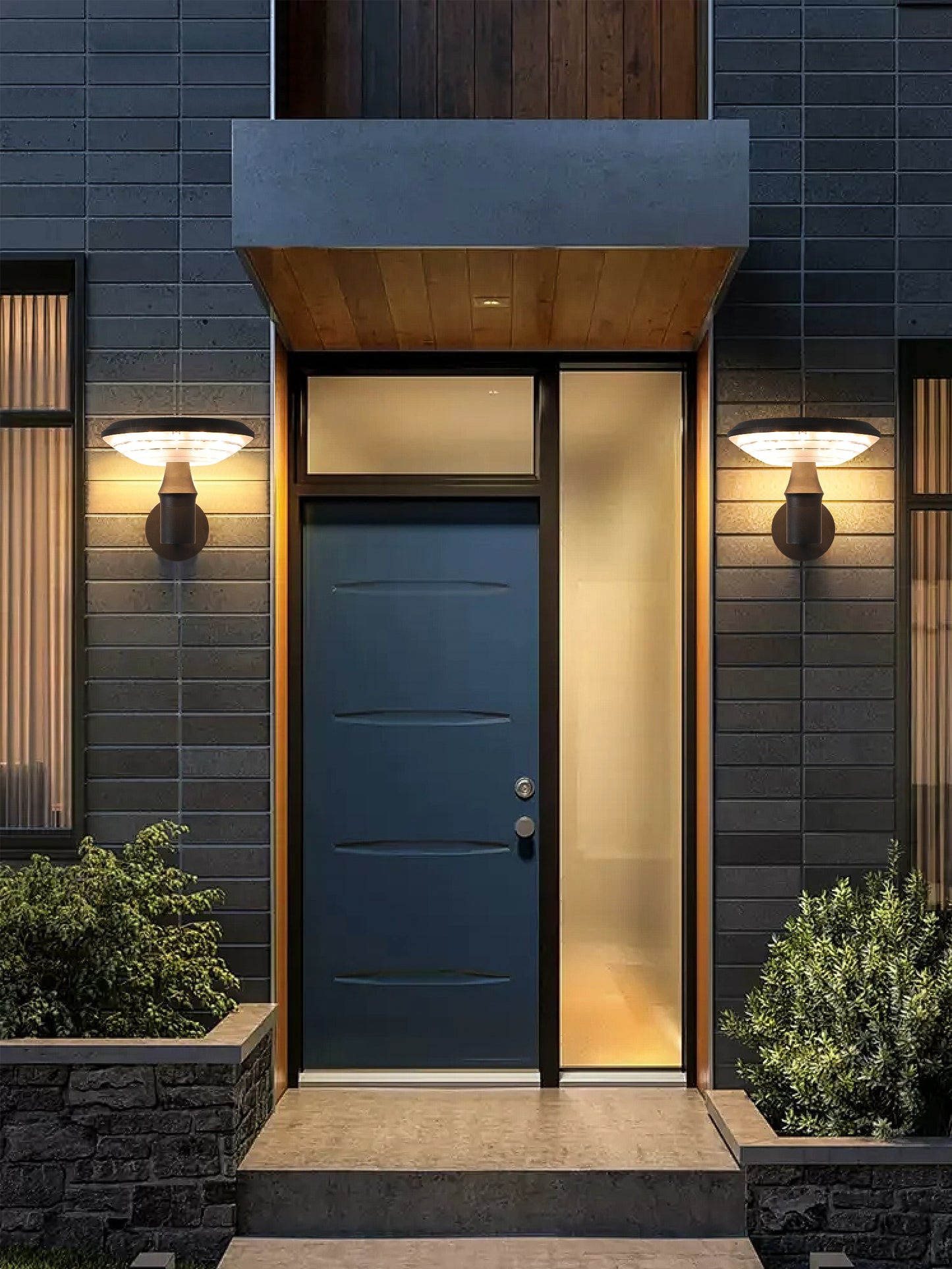 Round Moon Series solar wall lights BD3202 providing warm patio wall lighting