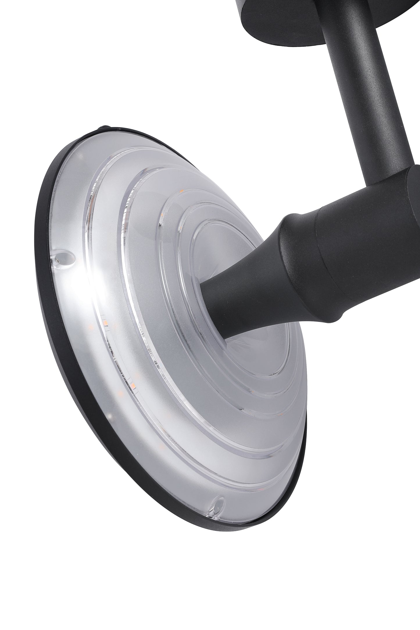 Round Moon Series solar wall light BD3202 close-up of integrated round solar panel