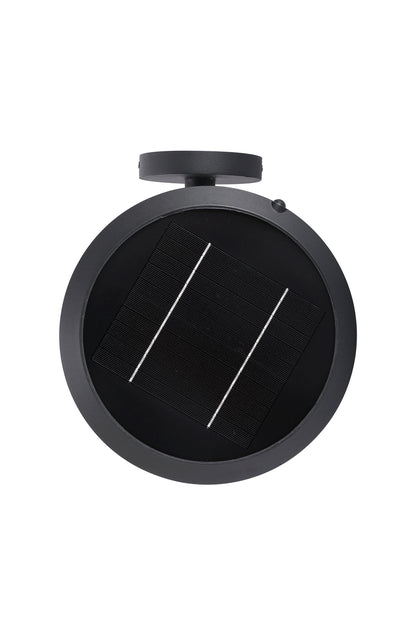  Round Moon Series solar wall light BD3202 top solar panel view with round black housing