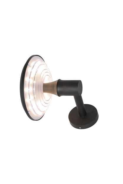 Round Moon Series solar wall light BD3202 showing warm light effect from the layered round diffuser
