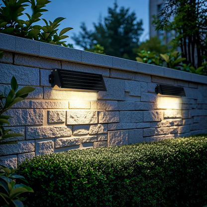 Solar Wall Washer Light XQD300-900 installed on stone wall for outdoor landscape lighting