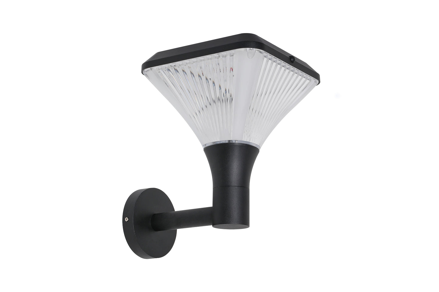 Front lighting view of Square Diamond Series Solar Wall Light GT-BD1008 with transparent diamond-shaped PC shade
