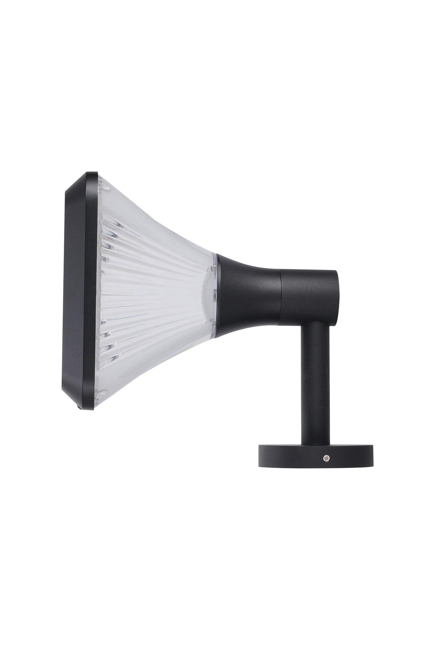 Side profile of Square Diamond Series Solar Wall Light GT-BD1008 with flared PC lampshade and wall mounting bracket