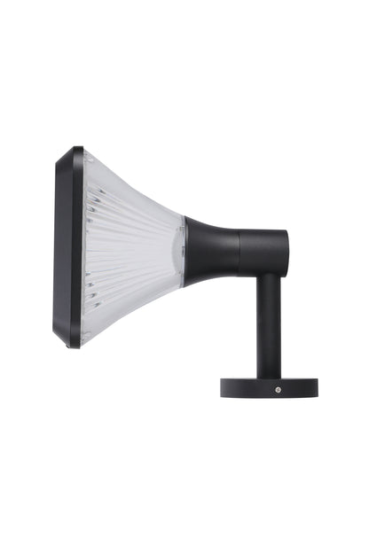 Side profile of Square Diamond Series Solar Wall Light GT-BD1008 with flared PC lampshade and wall mounting bracket